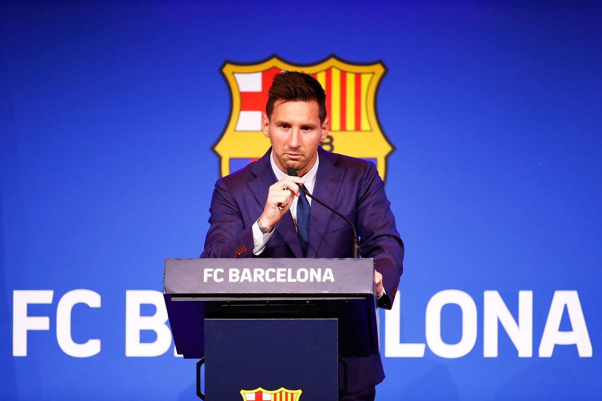 Lionel Messi's Last Press Conference with Barcelona - Source: Getty